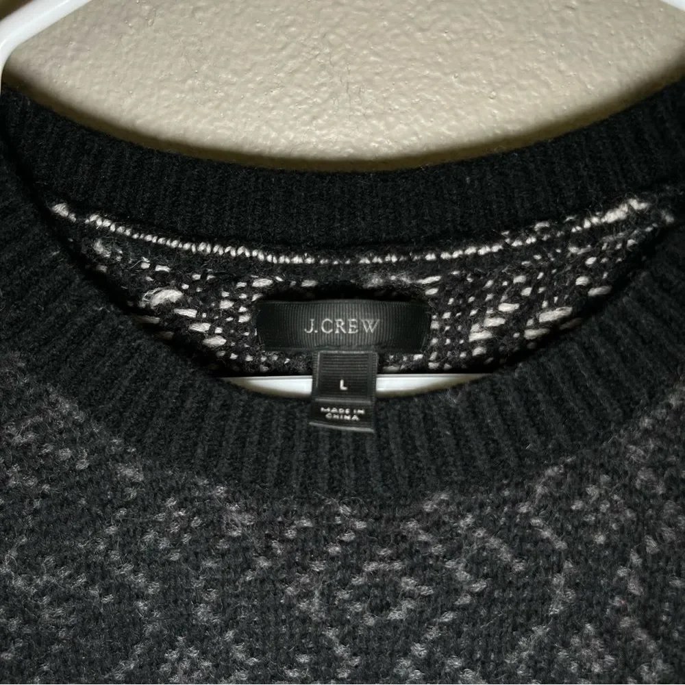 J. Crew Wool Cotton Blend Mixed Stitch Knit Crewneck Sweater Women’s Size Large